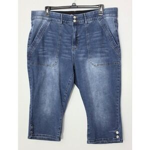 Indigo Poppy Jordyn Capri Jeans Blue Women's Size 22 Med Wash Pockets Pre-owned